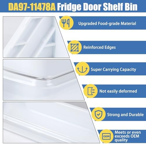 DA97-11478A Left Door Middle Shelf Bin Compatible with Samsung