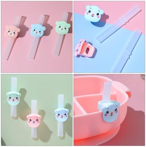 Veemoon Silicone Reusable Drinking Straws with Clips 6pcs for Elderly