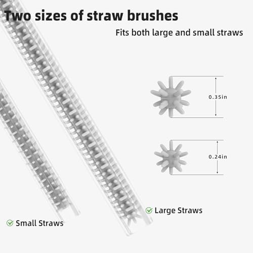 Silicone Straw Cleaner Brush, 4Pcs Reusable Straw Brush Gray