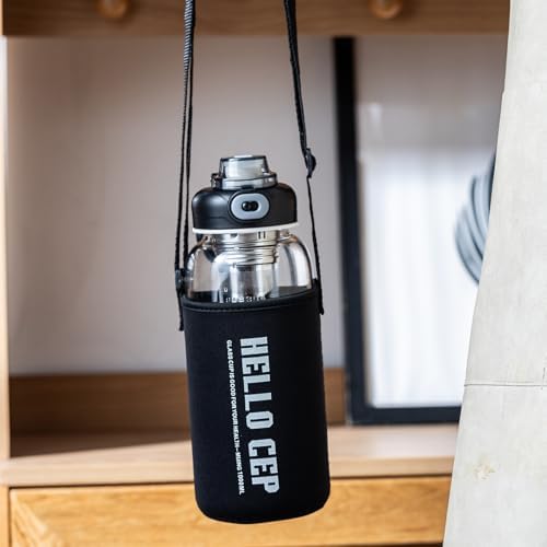 34oz Glass Water Bottle with capacity Mark & Stainless Steel Tea