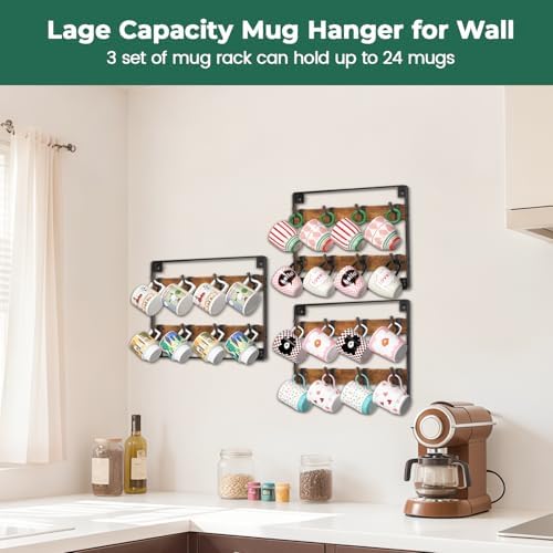 EsLuker.ly Mug Holder Hanger Cup Display Rack Wall Mounted, 3 Pack