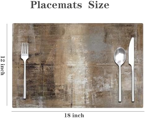 Brown and Gray Placemats Set of 4, Modern Abstract Place Mats