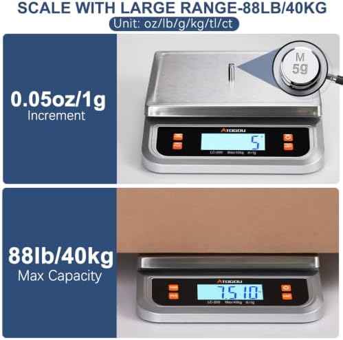 Atogou 88lb Food Scale, Commercial Kitchen Scale Plug-in Usable