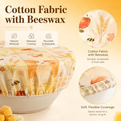 Reusable Beeswax Bowl Covers, 3-Pack, Sourdough