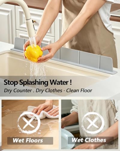 Silicone Sink Water Splash Guard 20" 28" with Strong Suction Cups