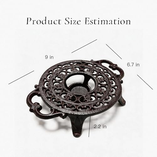 Cast Iron Teapot Warmer, Round Tea Warmer with Double Eared Design &