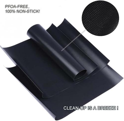 Grill Mat Set of 6, Non-Stick, 15.75 x 13 Inch, Black