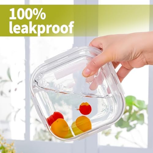 2 Cup Square Glass Food Storage Containers with Airtight Lids