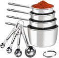 8 PCS Stainless Steel Measuring Cups and Spoons Set, Premium Measure