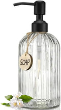 JASAI 18Oz Simple Glass Soap Dispenser, Black Pump