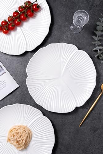 Jusalpha Set of 3-Japanese Style Porcelain Flat Dinner Plates, 10''