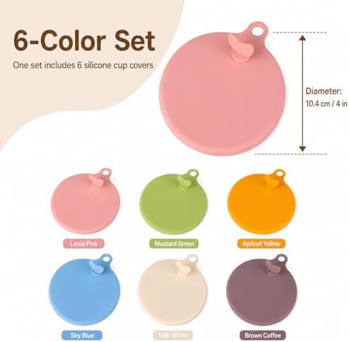 6 Pack Silicone Cup Lids with Straw Hole