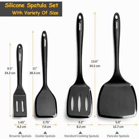 4-Piece Silicone Spatula Set, Black
