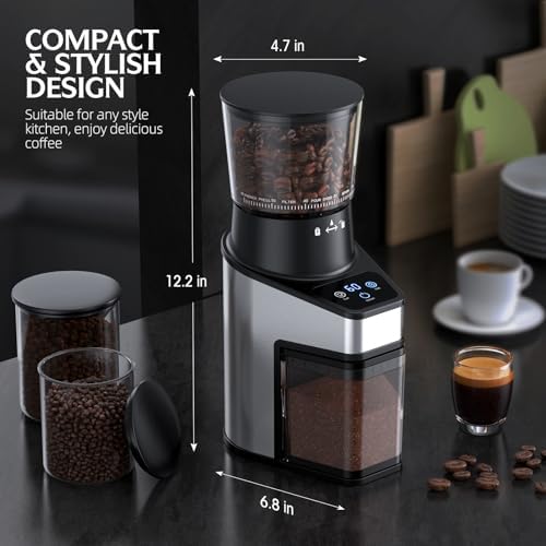 Burr Coffee Grinder Electric, LCD Touch Sceeen Coffee Bean Grinder