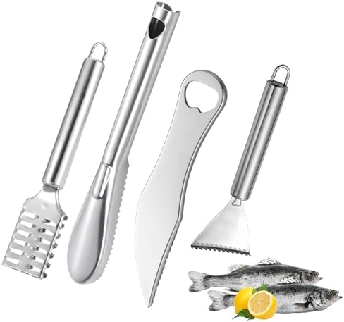 4 PCS Fish Scaler, Stainless Steel Fish Scale Remover, Fish Descaler