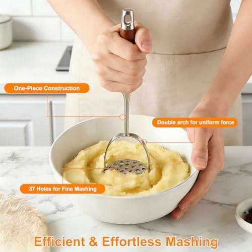 304 Stainless Steel Potato Masher, Heavy Duty Mashed Potato Masher