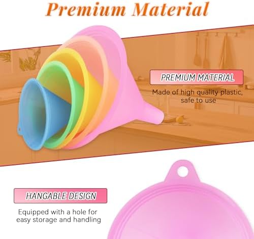 20 Pcs Plastic Funnel Set Colorful Wide Mouth Funnel Multipurpose