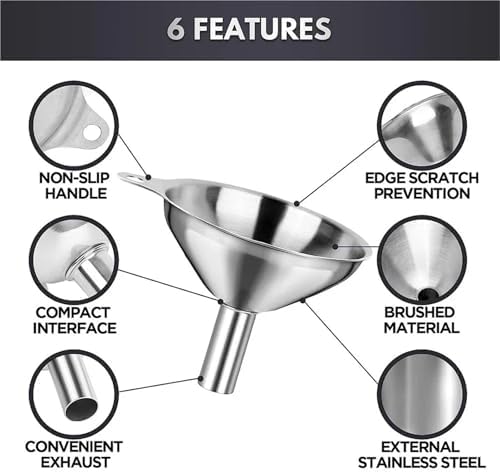 3/5 Pcs Stainless Steel Kitchen Funnels Set Food Grade Metal Funnels