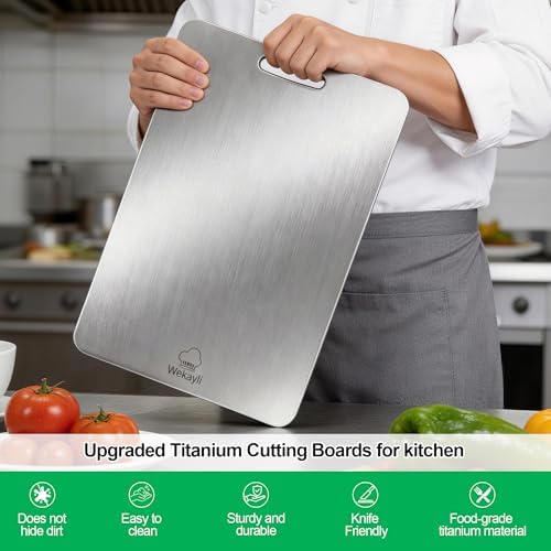 100% Pure Titanium Cutting Board Set in S/M/L Sizes, Food Grade