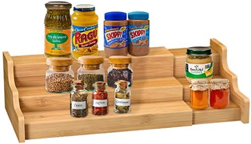Spice Rack Cabinet Organizer, 3 Tier Bamboo