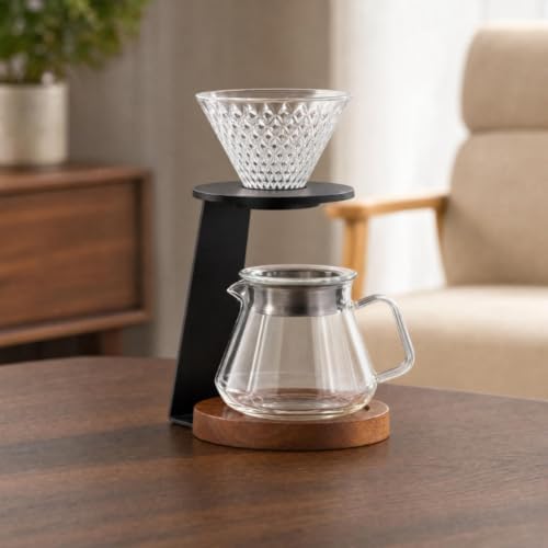 Coffee Stand Pour Over Set Dripper Server Station With Glass Dripper