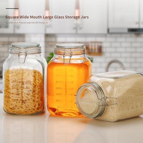 1.1 Gallon Large Glass Food Storage Jars with Airtight Lids,Set of 2