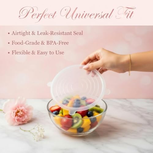 Reusable Silicone Food Storage Lids, 6 Pack