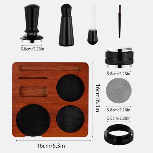 Coffee Tamper Set 7 Pieces Anti-Slip Universal Distribution Tamping