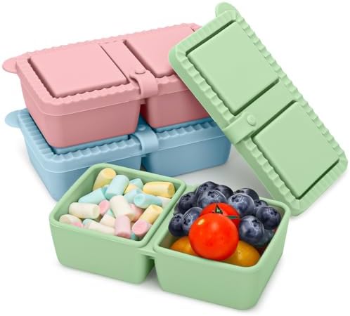 3Pack Silicone Snack Containers with Lids-Lightweight and