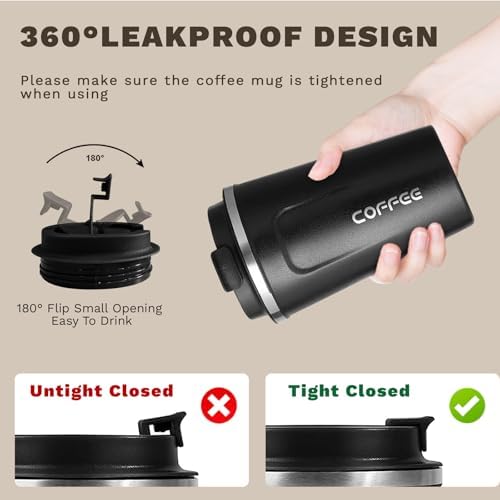 SPLMIFA Travel coffee mugs leak-proof, reusable coffee cups with lids