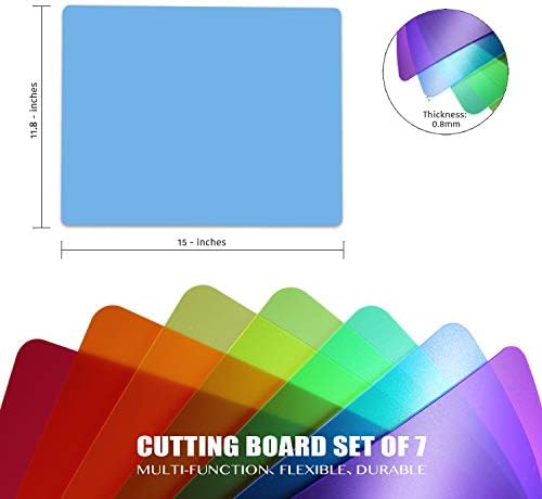 Fotouzy Plastic Cutting Boards for Kitchen, Flexible Cutting Mats Set