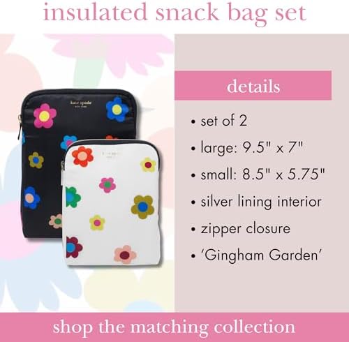 kate spade new york Insulated Snack Bag Set, Gingham Garden