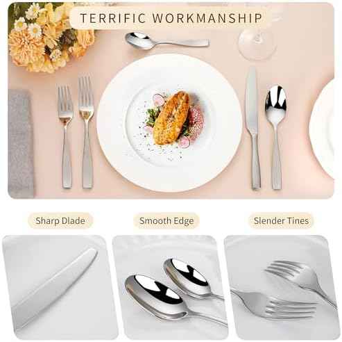 40 Piece Silverware Set for 8, Heavy 18/10 Stainless Steel Flatware Set