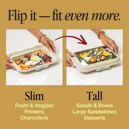 Crudités Portable Snack Tray, Rectangle Cream White 2-Pack