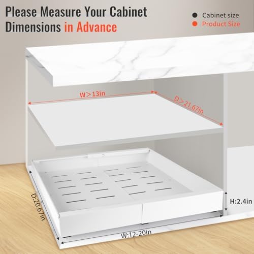 21" Deep Expandable Pull Out Cabinet Organizer,(12"-20")Slide Out