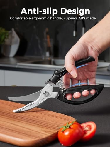 Poultry Shears, Heavy Duty Kitchen Shears With Anti-Slip Handle &