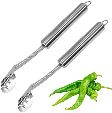 2 Pcs Jalapeno Corer Tool Pepper Corer with Serrated Slice Stainless