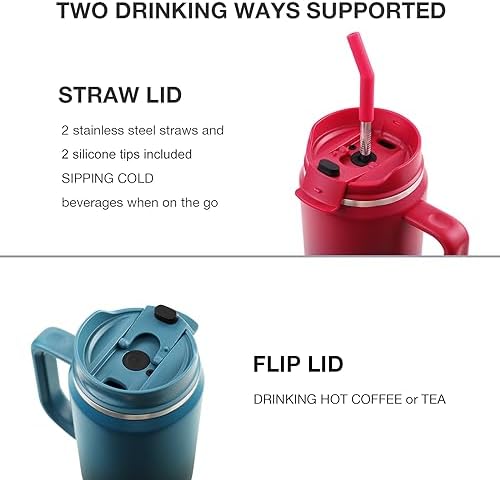 EALGRO 40 oz Tumbler with Handle, Insulated Tumblers with Lid and