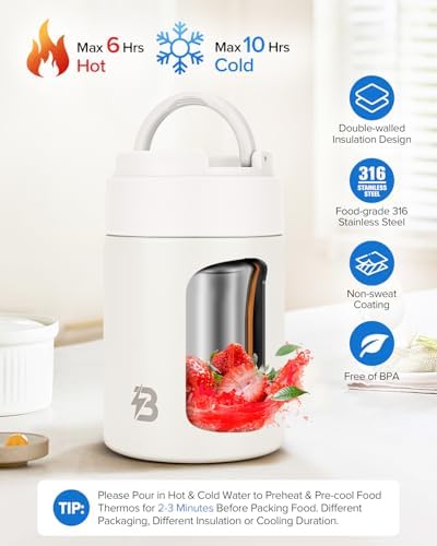 Soup Thermo for Hot Food,17OZ Insulated Food Jar with Spoon & Handle