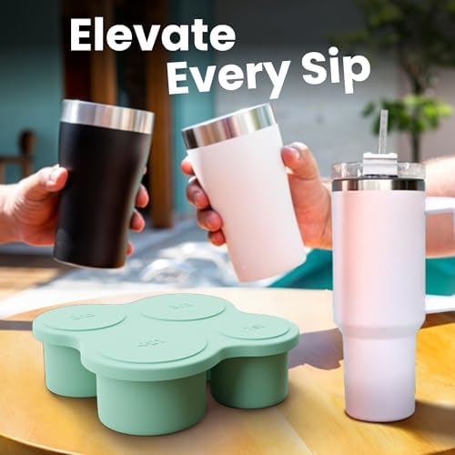 4-Ring Silicone Ice Cube Tray for Stanley Cup with Lid and Metal