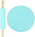 Rolling Pin Pastry Mat Set,Rolling Pin Dough Roller Non Stick Silicone