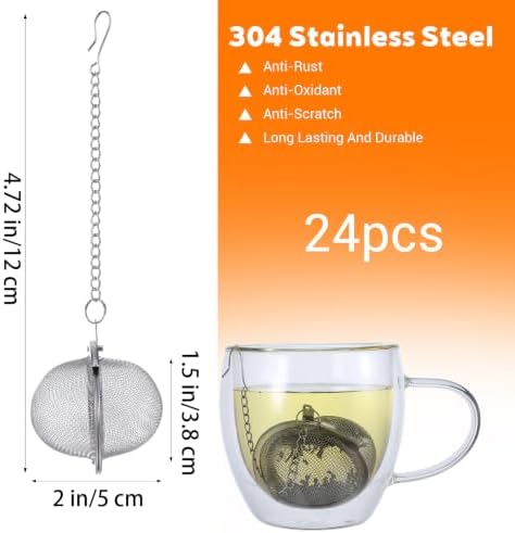 30Pcs Stainless Steel Mesh Tea Ball, 2 inches Tea Strainers, Loose