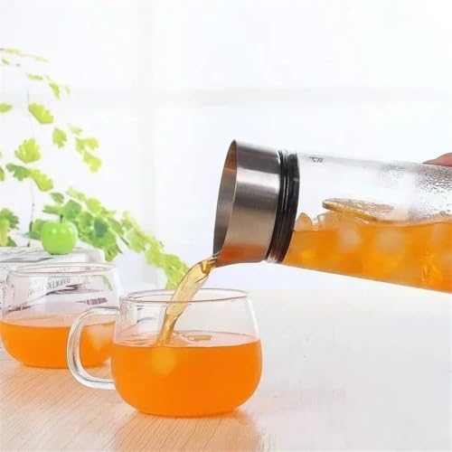 Drinking Glass Water Pitcher with Lid Fridge Carafe