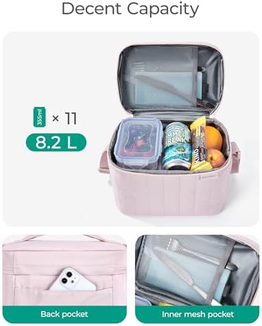 BAGSMART Lunch Box for Women, Insulated Lunch Bag Leakproof, Khaki