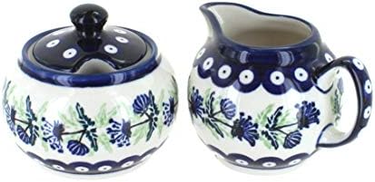 Blue Rose Polish Pottery - Blue Sweet Annie Cream & Sugar Set - 1 Cup