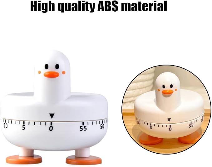 Cooking Timer Cute Duck Kitchen Timer 60 Minute Wind Up Mechanical Rotating - Image 3
