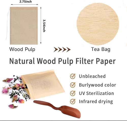 400 PcsTea filter bag, 100% natural wood pulp paper material