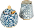 Creative Co-Op Hand-Painted Stoneware Sugar & Creamer