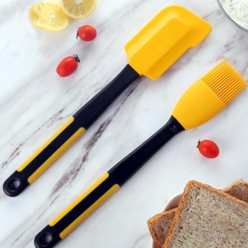 Silicone Pastry Brush and Spatula Set, Long Handle Baking Tools for