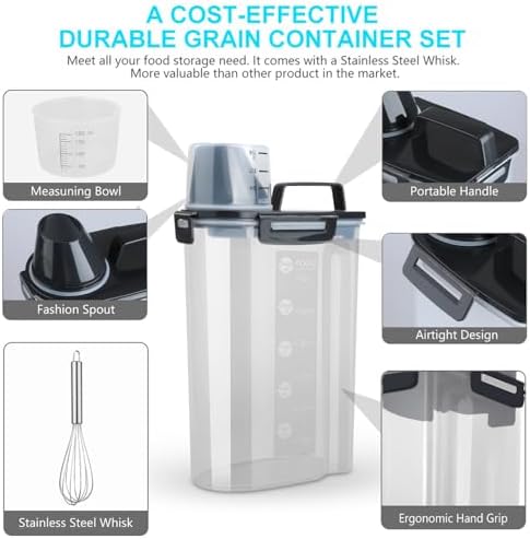 Uppetly Rice Airtight Dry Food Storage Containers, BPA Free Plastic